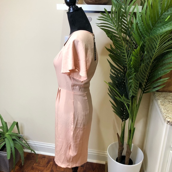 Boohoo Pink Cutout Flutter Sleeve Midi Dress 10 - Picture 3 of 6